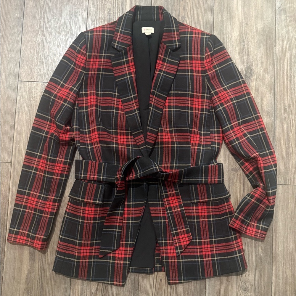 Cremieux Red & Black Plaid Belted Blazer Jacket – Women’s 2 – Tartan Style - Picture 1 of 4